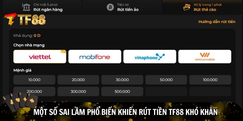 Hạn chế mắc sai lầm khi rút tiền TF88