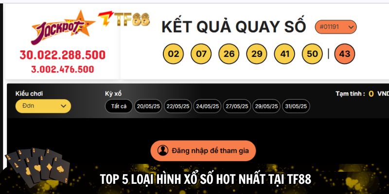 Top 5 loại hình xổ số hot nhất tại TF88